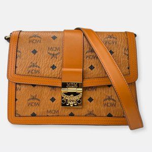 BRAND NEW MCM Cognac Leather Crossbody Tote NWT